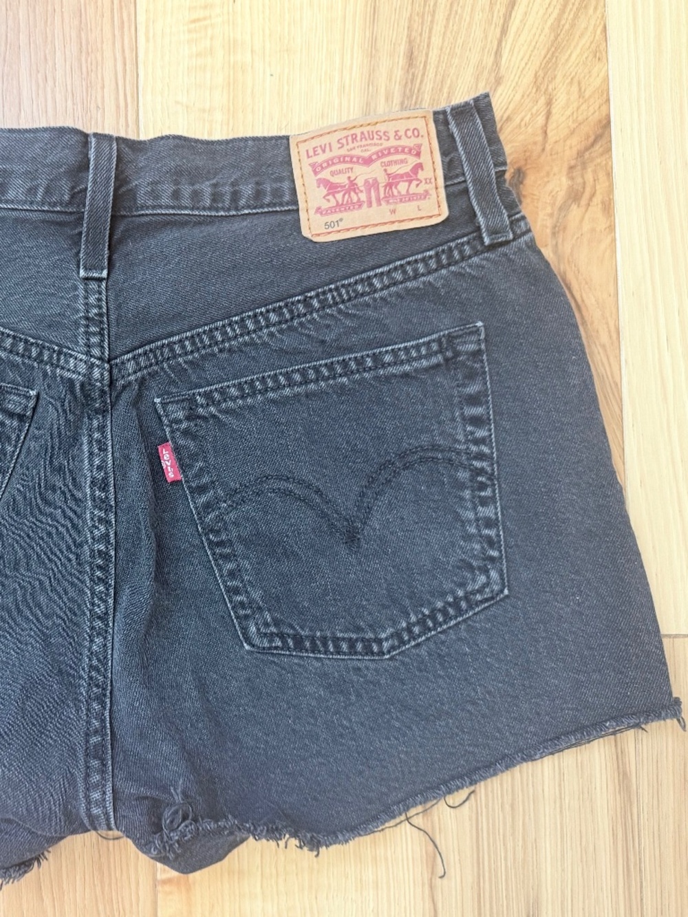 Levi's 501 Original Black Denim Shorts W29 Button Fly Raw Hem